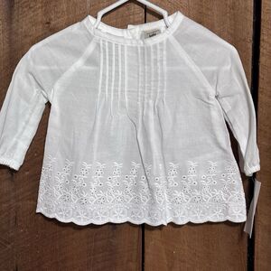 Oshkosh baby B’gosh Long Sleeve Floral Eyelet Top Blouse 3 Months BOHO White NWT